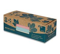 Foglietti adesivi 100% riciclati, mix pastello, 50 x 40 mm, certificati con l'angelo blu, 100 fogli per blocchetto, 12 blocchi in confezione riciclata