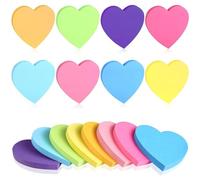 Foglietti Adesivi a forma di cuore, 8 pezzi, 240 fogli di foglietti bloc notes autoadesivi resistenti autoadesivi blocco note colorato per ufficio 75mm x 75mm