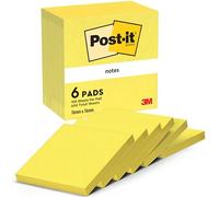 Foglietti Post-It, Giallo Neon, 76 mm x 76 mm, 100 Fogli/Blocchetto, 6 Blocchett