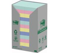 Foglietti Post-it® Notes in carta riciclata assortiti pastello conf. Torre da 24