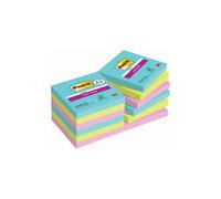 Post-it Foglietti Super Sticky, Collezione Cosmic, Confezione da 8 blocchetti + 4 Gratis, 90 Fogli per blocco, 76 mm x 76 mm, Colori Turchese, Verde, Rosa. Per Appunti, Elenchi & Promemoria