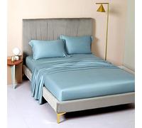 Foglio a Blu Chiaro Azzurro con Fascia Elastica Centina Queen Size (180 cmx200 cm) Materasso per Letti Morbido Coperchio da Tasca Profonda 25 cm 1 Pezzo
