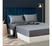 Foglio a Doppio Montante GUOJM, Letto di Seta in Seta in Cotone a Singolo Pezzo di Protezione Non Slip per Protezione da Materasso slittatore-Silver_180cmx200cm*32cm+Federa*2