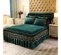 Foglio a Letto Piatto Doppio, Gonna a Letto Trapuntato in Flanella Spessa Inverno a Letto di Corallo Pile più Cotone Doppio Singolo king-180 cm*200 cm (3pcs) _Dark_Green