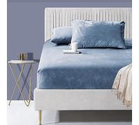 Foglio a Monte per Vello a Corallo Materasso a Flanella Singolo Coperchio Protettivo Coperchio Letto Matrimoniale Coperchio Blu Inverno_180*200 cm+30 cm (1pcs)