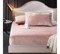 Foglio a Monte per Vello a Corallo Materasso a Flanella Singolo Coperchio Protettivo Coperchio Letto Matrimoniale Cover Inverno-Apricot_200*200 cm+30 cm (1pcs)