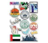 Foglio A4 Adesivi in vinile Dubai - Emirati Arabi Uniti Luoghi di interesse degli Emirati Arabi Uniti Bandiera della città Mappa Vacanza Valigia Bagagli Scrapbook Cultura Viaggio #78872