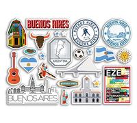 Foglio A5 Buenos Aires adesivi in vinile - Argentina monumenti vacanze francobollo mappa estiva bandiera viaggio città bagagli scrapbooking #79035