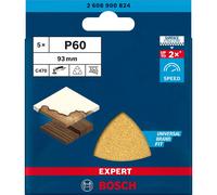 Bosch Accessories 5x Carte Abrasive Expert C470 per Legno Duro, Vernice su Legno, 93x93 mm, Grana 60, Accessorio Levigatrice a Delta