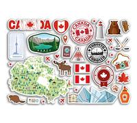 Foglio adesivo A5 Canada Landmarks Vinyl Stickers - Canadian Map Aeroporto Skyline Stamp Bandiera Viaggi Vacanze Paese Città Estetica #80427