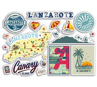 Foglio adesivo A5 Lanzarote Landmarks Vinyl Stickers - Spagna Estiva Arte Estiva Isola Mappa Timbro Città Viaggi Vacanze Cultura Estetica #79584