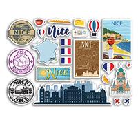 Foglio adesivo A5 Nice Vinyl Stickers - Francia meridionale francobolli aeroportuali bandiera viaggi vacanze città estetica #80253