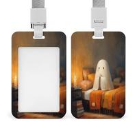 Foglio bianco mani fantasma piegate in preghiera ID porta badge clip retrattile porta carte di credito protettore nome badge etichetta per lavoro ufficio medico infermiera