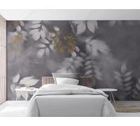 Foglio Botanico Bianco Oro Astratto 3D Carta Da Parati Facile Installare Mobili Sfondi Ufficio Divano Camera Letto Sfondo Decorazione Murale-430cm×300cm