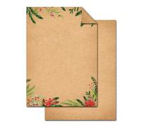 Foglio da lettere Natale kraft A4, 100 pezzi: set carta scrittura festiva, motivi natalizi rosso verde marrone, menù ristorante bar, cancelleria elegante, fogli decorativi per inviti e auguri