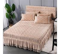 Foglio decofitato GUOJM, Gonna a Letto Trapuntato in Flanella Invernale in Inverno Vello di Corallo Coperto più Cotone Doppio Singolo king-180 cm*200 cm (3pcs) _Camel