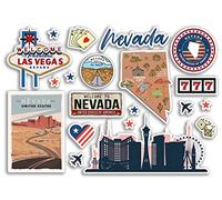 Foglio di adesivi A5 Nevada Landmarks vinile adesivi - Las Vegas America Stati Uniti francobolli aeroporto americano orizzonte, bandiera, mappa, viaggi, vacanze, scrapbooking, bagagli città #79192