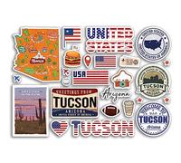 Foglio di adesivi A5 Tucson Landmarks Vinyl Stickers - Arizona America Stati Uniti bandiera viaggio vacanza mappa città scrapbook estetica #80547