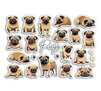 Foglio di adesivi in vinile A5 con carlini - cani carlino, cuccioli, razze di animali dei cartoni animati, album di ritagli, etichette per amici, ragazze, ragazzi, estetica, #81521