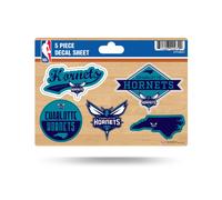 Foglio di decalcomanie fustellate da 5 pezzi Rico Industries NBA Charlotte Hornets