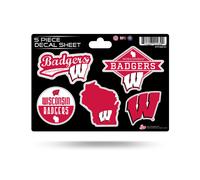 Foglio di decalcomanie fustellate Rico Industries NCAA Wisconsin Badgers, 5 pezzi