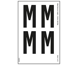 Foglio di una lettera M, altezza 23 mm, 300 x 200 mm, vinile autoadesivo