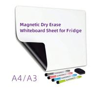 Foglio magnetico per lavagna bianca cancellabile a secco formato A4/A3, lavagna bianca magnetica cancellabile a secco, facile da pulire, magnete per frigorifero, con 3 pennarelli per lavagna bianca, 1