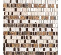 FOGLIO Mosaico in marmo marrone e bianco e specchio 30x30,5 Tresor DUNE
