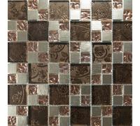 FOGLIO Mosaico in vetro e alluminio brush 30x30 Ambra