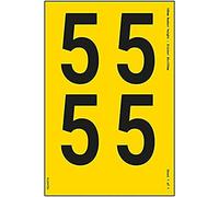 Foglio numerico - 5 - 108 mm altezza numero - 300 x 200 mm - giallo vinile adesivo