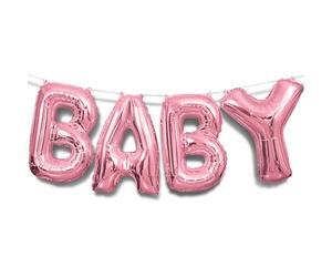 Foglio rosa baby Letter balloon banner kit