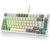 Fogruaden Tastiera da gioco meccanica cablata al 75% Tastiera Matcha 75% Supporto con guarnizione sostituibile a caldo, interruttore rosso, retroilluminazione RGB Tastiera meccanica TKL a 82 tasti,