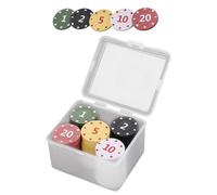 Fogukier Fiches Da Poker - 100 Pezzi Accessorio Da Gioco Colorato Con Scatola Portaoggetti | Fiche Da Poker In Blocco - Per Casa Viaggio Tornei Feste Vacanze Compleanni Uffici Raduni Di Amici