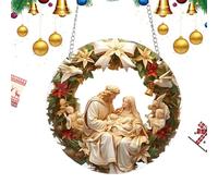 Fogukier Ornamenti per presepe - Nascita di Gesù Decorazioni da appendere 2D in acrilico - Souvenir acchiappasole da appendere per presepi religiosi, camera da , soggiorno, finestra, portico di