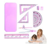 Fogukier Set di goniometro e, set di matematica e goniometro, Strumento di disegno della, Compasso matematico Kit di geometria per principianti con funzioni, righello e altro per uso