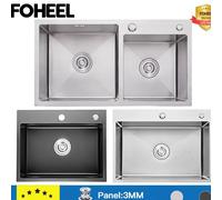 FOHEEL lavello da cucina lavabo singolo doppio triplo lavello da cucina cestello di scarico e scarico pipe rettangolare con cesto elasticizzato regalo