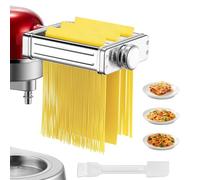 FOHERE Accessorio Pasta 3-in-1 Planetaria per KitchenAid, Accessorio per Macchina per la Pasta Interamente in Metallo, Set Sfogliatrice in Acciaio Inox con Lasagne, Fettuccine, e Tagliolini,8 Regolazi