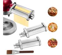 FOHERE Accessorio per Pasta per KitchenAid, per Kitchenaid Accessori | Inclusi 1 Rollio per Pasta, 1 Taglio Fettuccine, 1 Taglio Spaghetti e 1 Spazzola per la Pulizia (7 Spessori Regolabili)