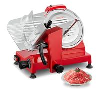 FOHERE Affettatrice Elettrica Massimo 300W, Commerciale per Carne Affettatrice per Prosciutto Lama 254 mm, Spessore Regolabile 0 a 10 mm per Tagliare a Fette Carne Formaggio, Rosso