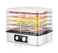 FOHERE Essiccatore Multifunzionale Per Frutta e Verdura, Disidratatore Per Alimenti Regolabile In Altezza 5 Ripiani Impilabili, Temperatura Regolabile (35°C-70°C), Adatto Per Frutta, Carne e Verdura