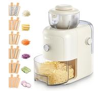 FOHERE Grattugia Elettrica Multifunzionale, 6 Lame, 50W, Contenitore 1,8L, Tritatutto per Verdure, Formaggio, Cipolle, Carote, Cetrioli, Bianco