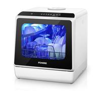 FOHERE Lavastoviglie da tavolo 4 Coperti con Partenza Ritardata 6H, Serbatoio 5L, 6 Programmi, Braccio Spray 360°, Certificata CE, per Cucina, Campeggio, Camper