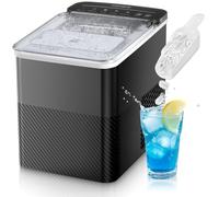 FOHERE Macchina Ghiaccio, 14Kg/24h, 9 Cubetti di Ghiaccio in 5 Minuti, 2 Dimensioni di Cubetti, Macchina per Cubetti di Ghiaccio Autopulente
