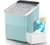 FOHERE Macchina Ghiaccio 14kg/24h, Autopulente, 2 Dimensioni,9 Cubetti in 6 Minuti, Ice Maker con Paletta/Cestello (Verde)
