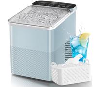 FOHERE Macchina Ghiaccio 14kg/24h, Autopulente, 2 Dimensioni,9 Cubetti in 6 Minuti, Ice Maker con Paletta/Cestello (Blu)