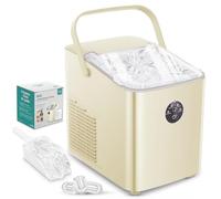 FOHERE Macchina Ghiaccio 14KG/24h, Cubetti/5 Min, Autopulente, 2 Dimensioni | con Maniglia, Funzionamento Silenzioso, Con Cestello e Paletta per il Ghiaccio,per Casa, Cucina, Ufficio, Campeggio