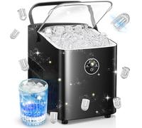 FOHERE Macchina Ghiaccio 14KG in 24h, Cubetti in 6-8 Min, Autopulente, 2 Dimensioni di Ghiaccio, Macchina per il Ghiaccio con Maniglia Portatile per Casa/Cucina/Ufficio/Bar (Nero Scuro)