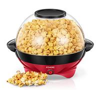 FOHERE Macchina Popcorn - 5L Grande Macchina per Pop Corn Retrò da - Pop Corn Macchina con Rivestimento Antiaderente e Superficie Riscaldante Rimovibile - Silenziosa e Veloce (Rosso)