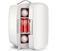 FOHERE Mini Frigo, 10 Litri/12 Lattine Frigorifero Piccolo Portatile, 220-240 V AC/DC, per camera da letto, cura della pelle, bevande, ufficio, dormitorio e auto, Bianco
