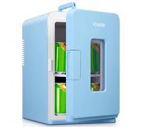 FOHERE Mini Frigo 2 in 1, Frigorifero Portatile da 15 Litri con Funzione di Raffreddamento e Riscaldamento, 12V DC/220V AC per Auto, Uffici e Camere da Letto (Blu)